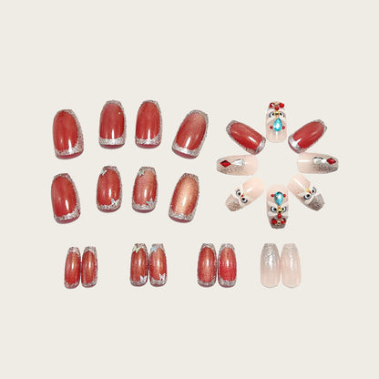 Artificial nails with glitter and gemstone applications Acalora