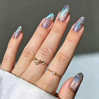 Artificial nails in elegant design with floral watercolor motif Acalora