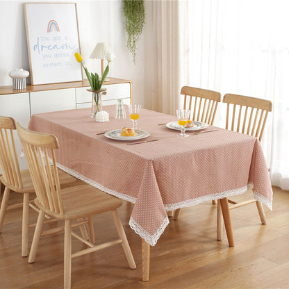 Polka Dot Lace Trim Tablecloth