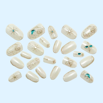 Artificial nails with elegant jewelry embellishments Acalora
