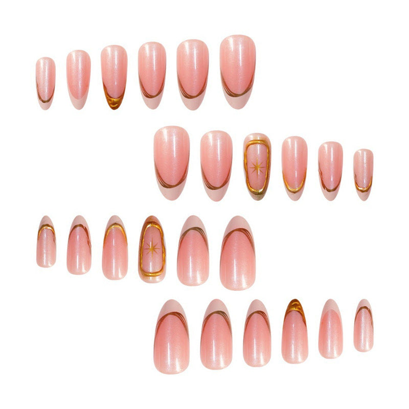 Premium Glittering French Tip Press-On Nails with Gold Accents Acalora
