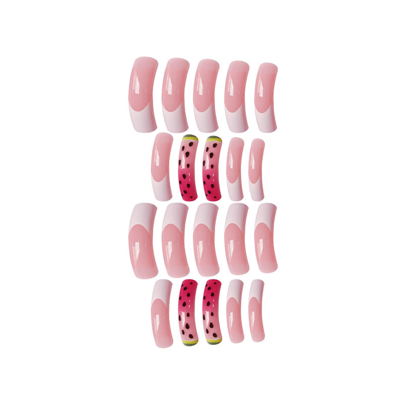 Playful Watermelon Themed Press-On Nail Art Acalora