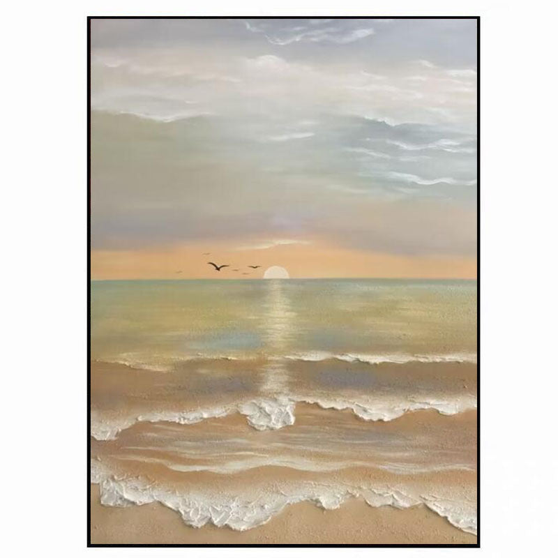 Textured Coastal Sunset Canvas Art
