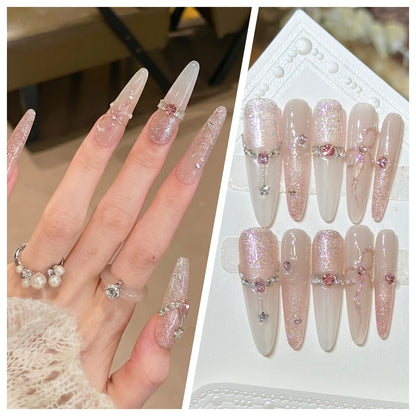 Artistic Stiletto Press-On Nail Set with Charming Patterns Acalora