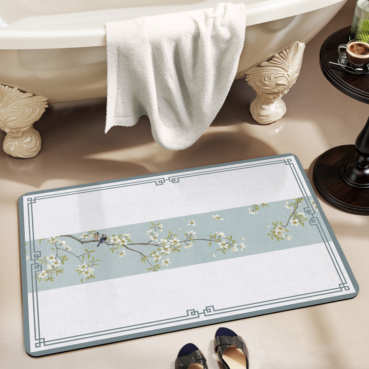 Artistic Floral Bath Mat Acalora