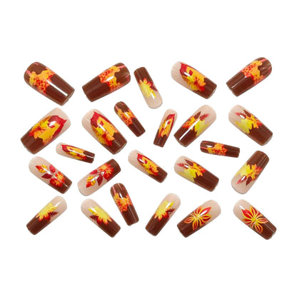 Artificial nails in elegant autumn design with leaf motifs Acalora