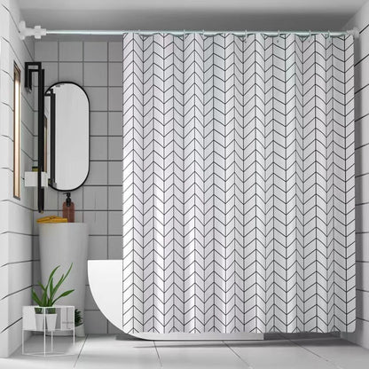 Chevron Patterned Fabric Shower Curtain