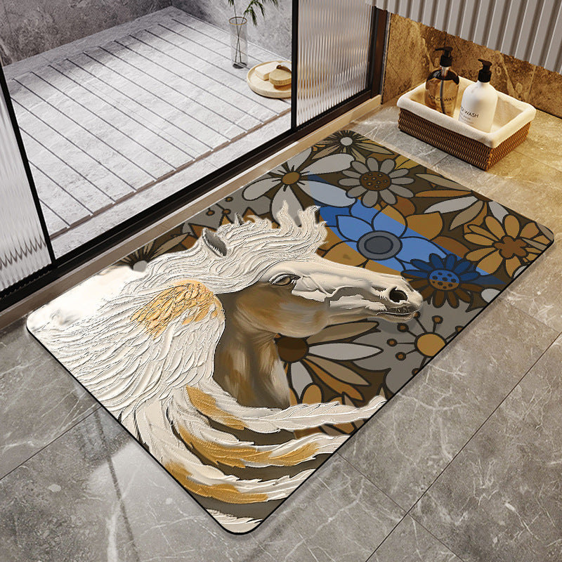 Artistic Horse-Themed Bath Mat Acalora