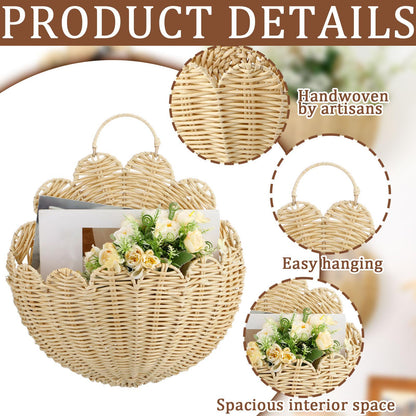 Handwoven wall basket with wave pattern Acalora