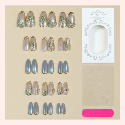 Elegant Floral Embellished Press-On Nail Set Acalora
