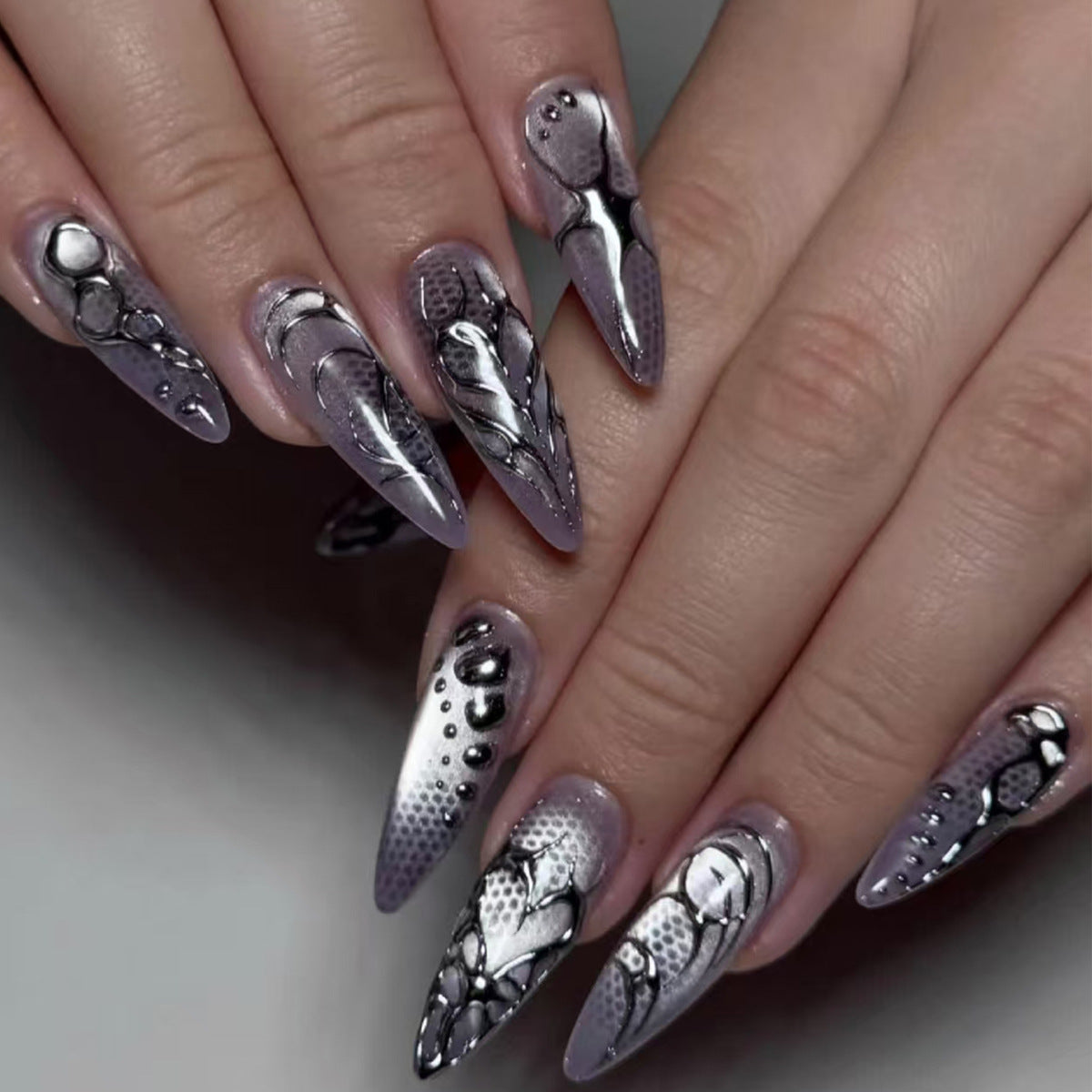 Acrylic nail kit with extravagant 3D designs and glamorous embellishments Acalora