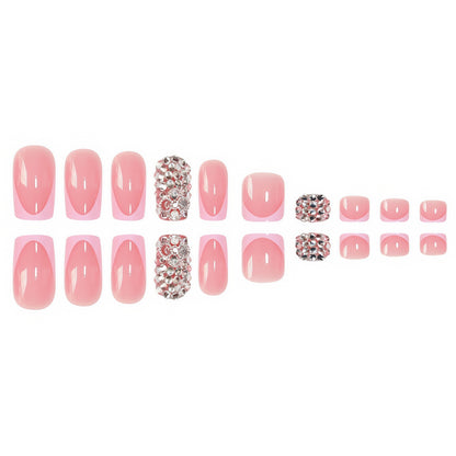 Elegant Press-On Nail Set with Rhinestone Accents Acalora
