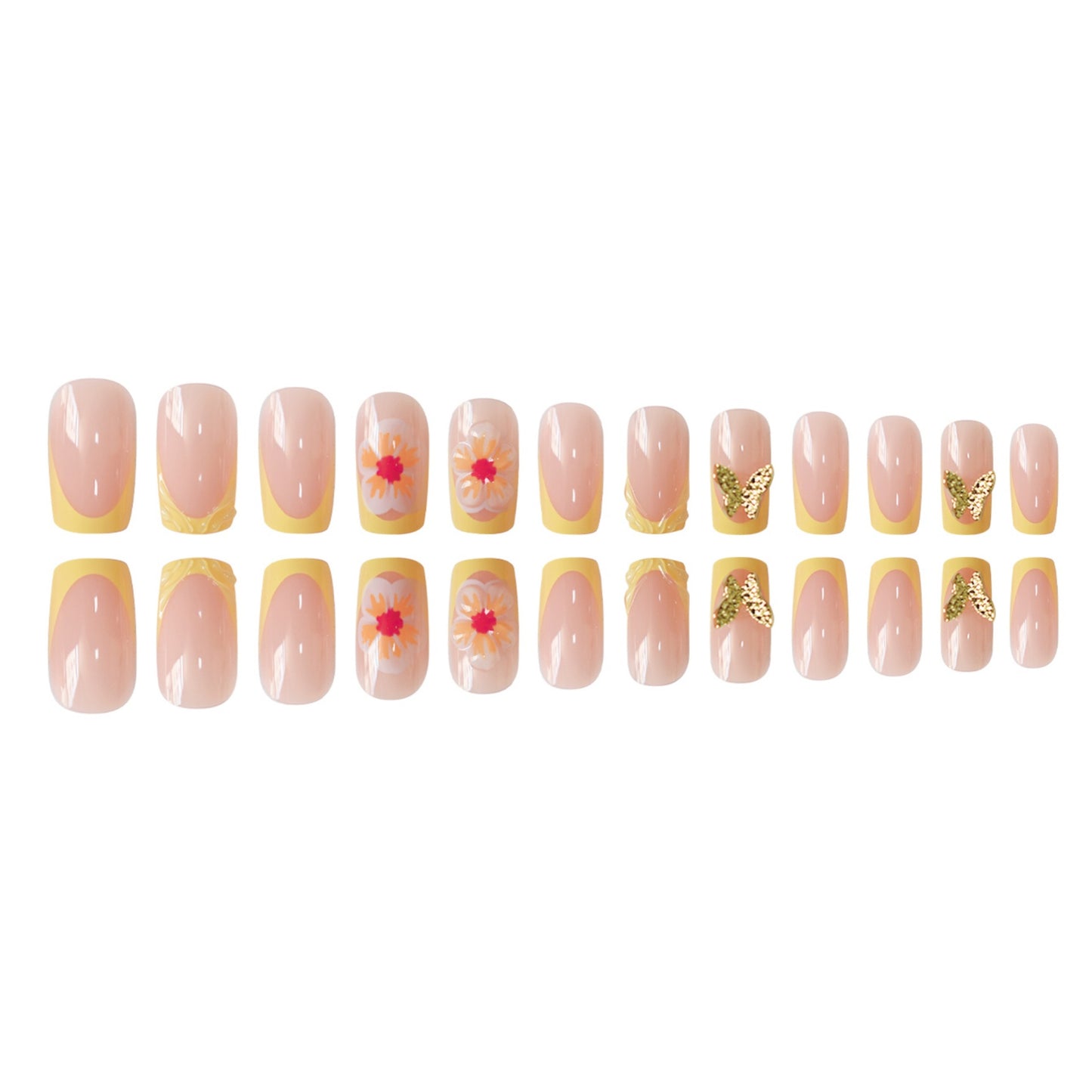 Artistic Floral Press-On Nail Design Acalora
