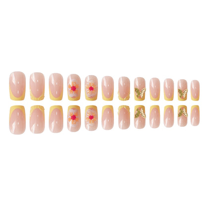Artistic Floral Press-On Nail Design Acalora