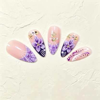 Decorative Floral Stiletto Nail Art Acalora