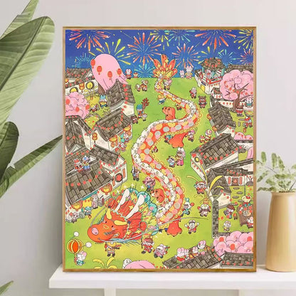 Playful Cartoon-Themed Art Canvas