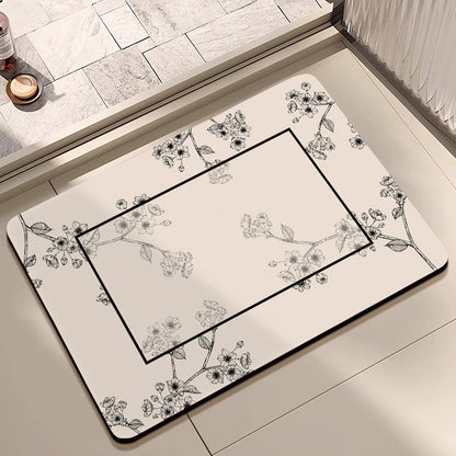 Floral Patterned Bathroom Mat Acalora