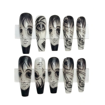 Art Nail Set with Artistic Portrait Designs Acalora