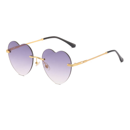 Women's Heart-shaped Sunglasses with mirrored lenses and golden frame Karnz