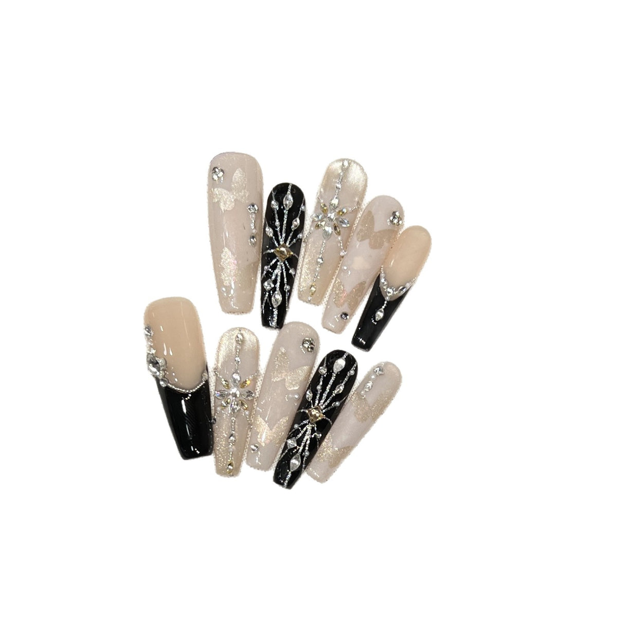 Elegant Butterfly-Inspired Press-On Nail Art Set Acalora