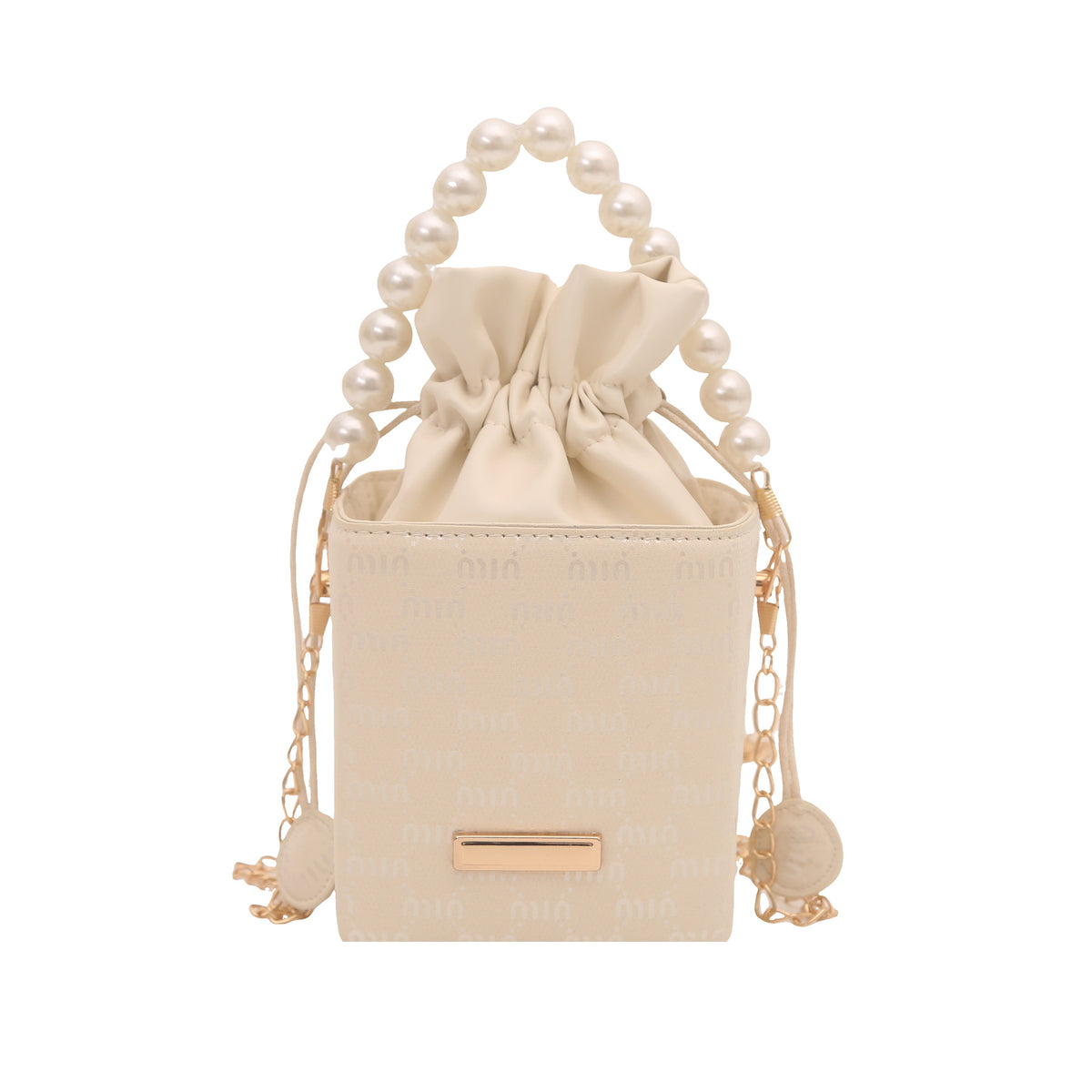 Elegant Pearl-Handled Mini Bucket Bag Acalora