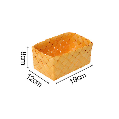 Rectangular storage basket made of woven natural material