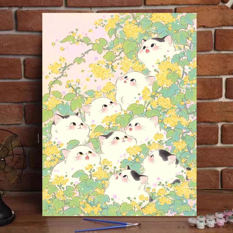 Whimsical Cat-Themed Paint by Numbers Art Kit