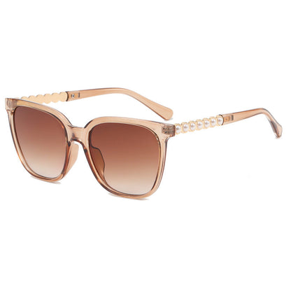 Women's oversized sunglasses with elegant pearl jewelry decoration Bowlift