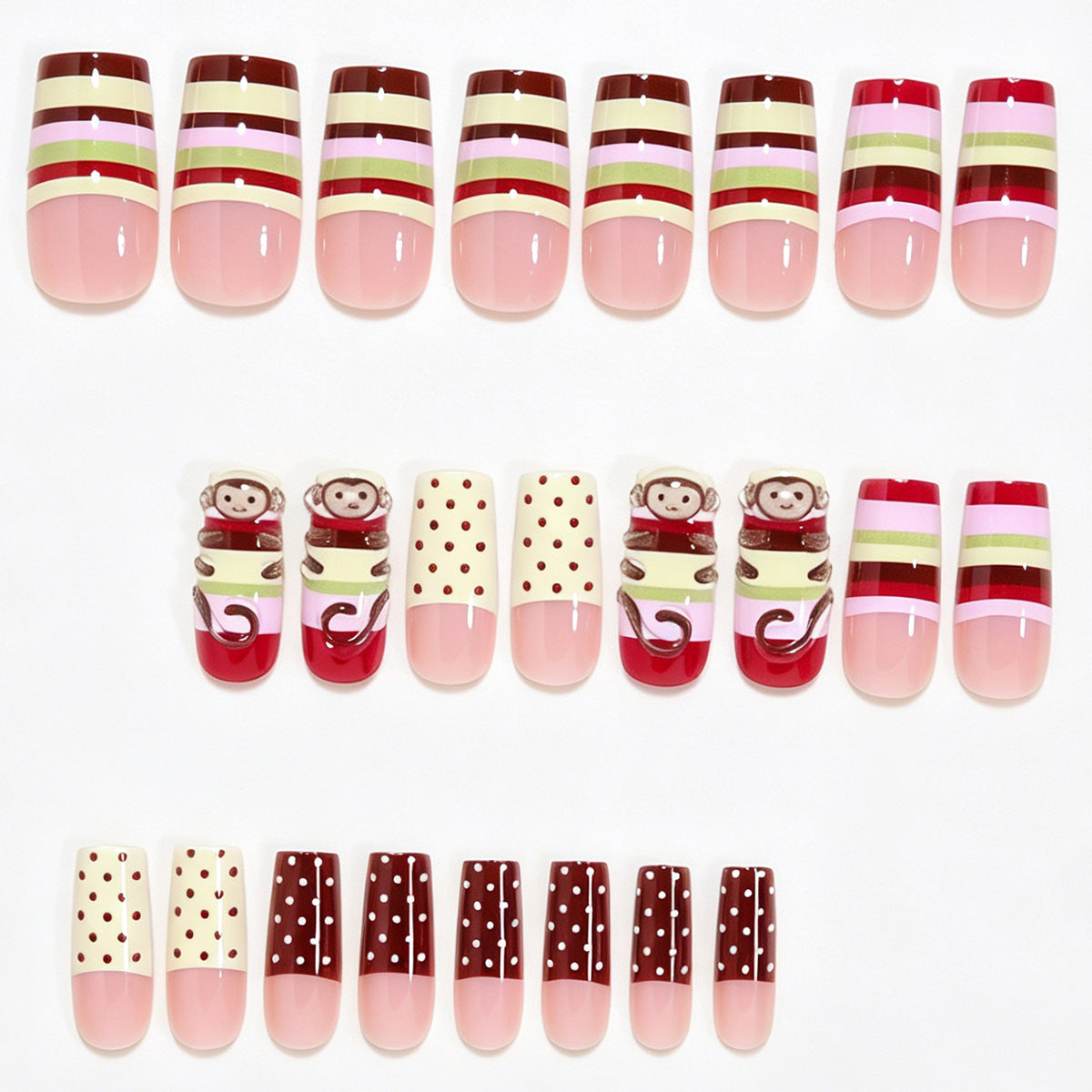 Whimsical Animal-Themed Long Press-On Nails Acalora
