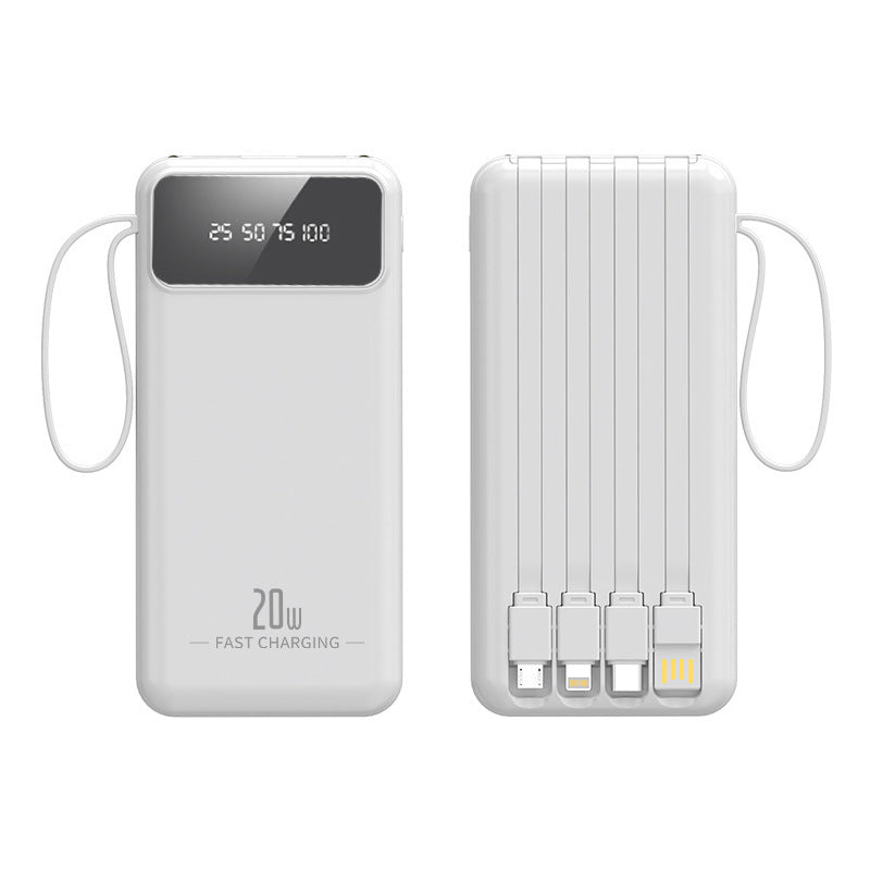 Portable power bank with integrated cable system and digital charging display Bowlift