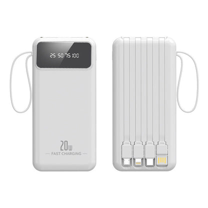 Portable power bank with integrated cable system and digital charging display Bowlift