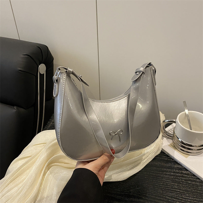 Premium Glossy Faux Leather Hobo Bag Acalora