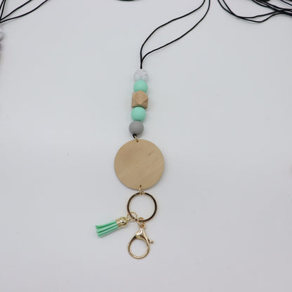 Beaded Keychain Lanyard with Decorative Tassel Acalora