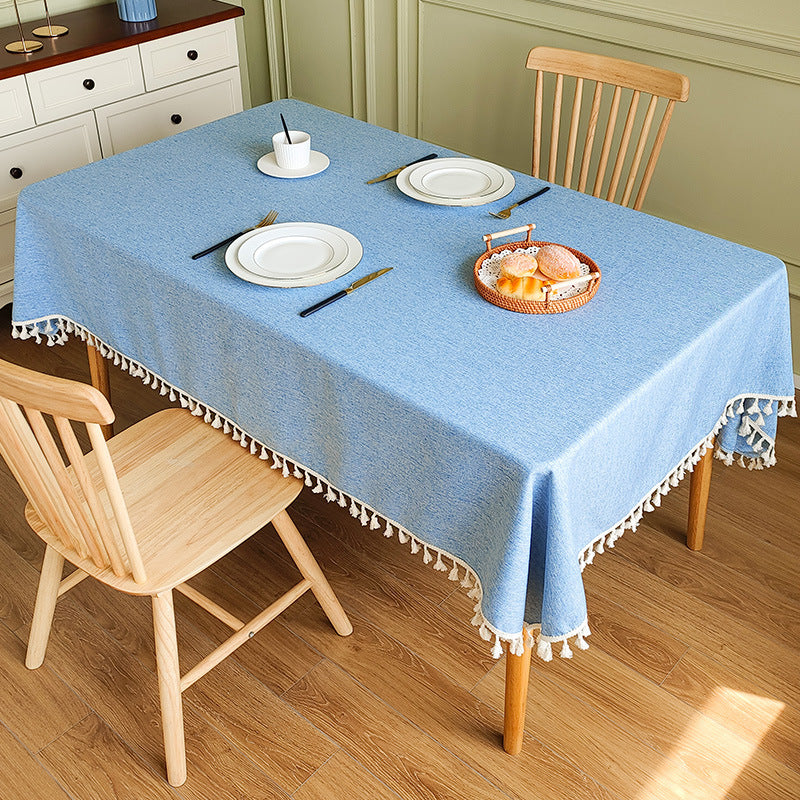 Decorative Tablecloth with Tassel Trim