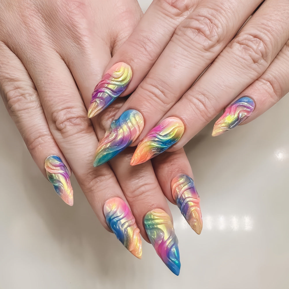 Gradient Color Artificial Nails Acalora