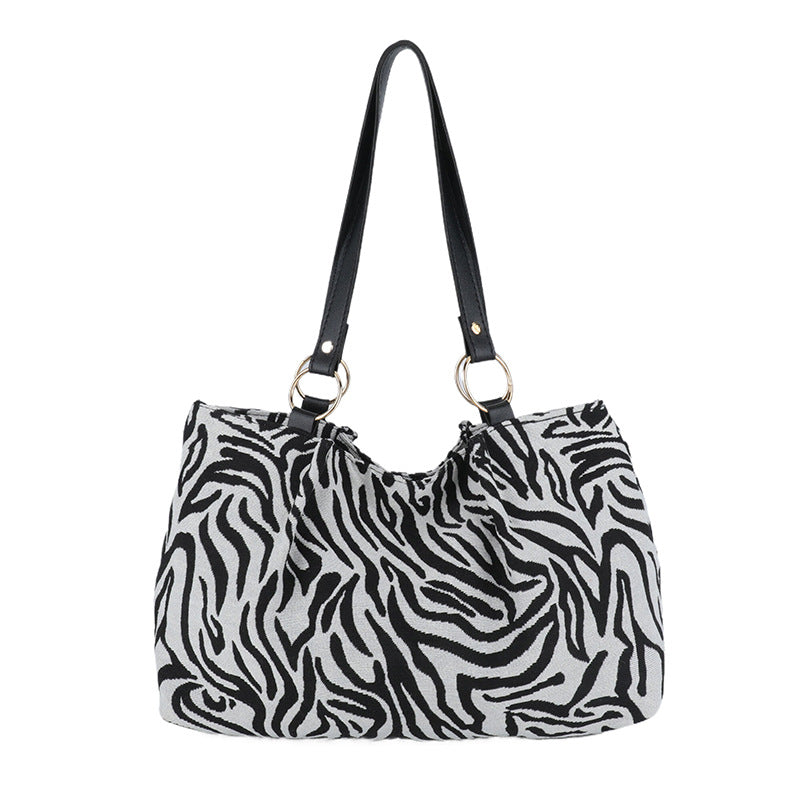 Stylish Zebra Print Canvas Tote Bag Acalora