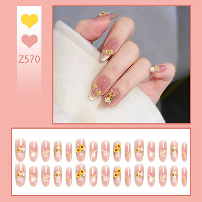 Artificial Nail Set with Luxurious Floral Decorations Acalora