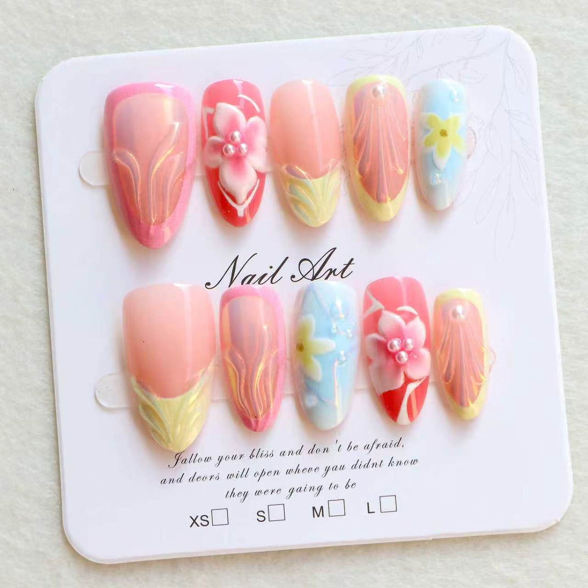 Artistic Floral Press-On Nail Set Acalora 1788497796
