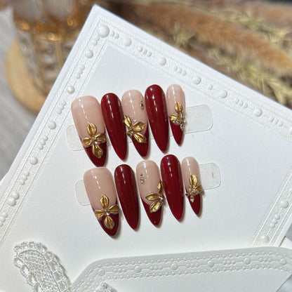Luxury Floral Acrylic Press-On Nail Set Acalora