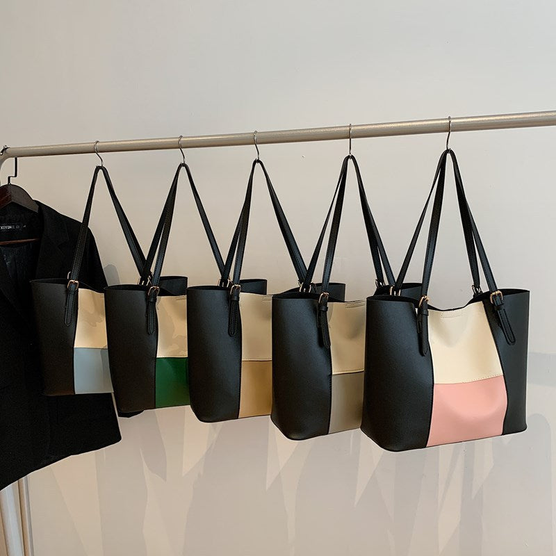Versatile Color Block Tote Bag Acalora