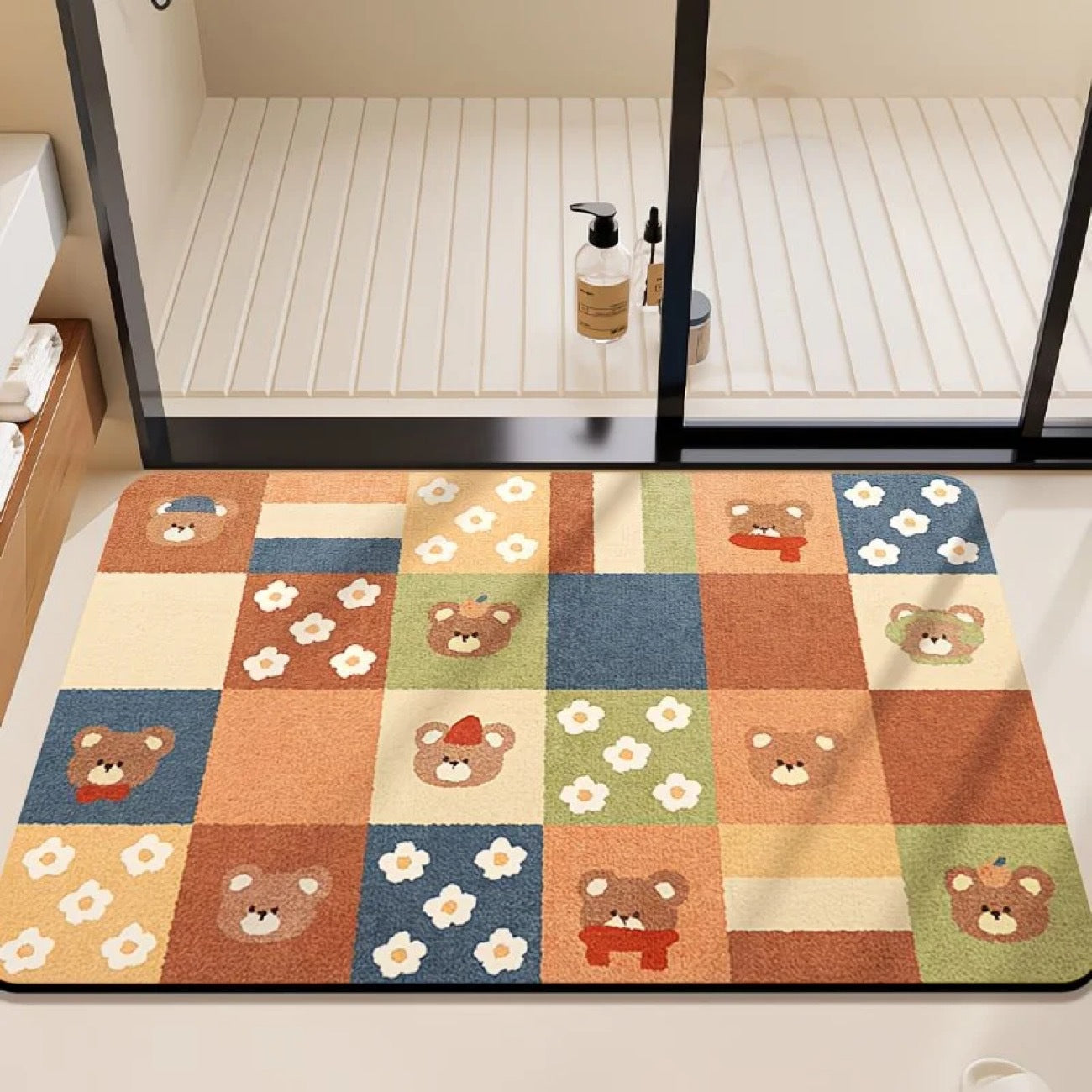 Cute Bear-Themed Bath Mat