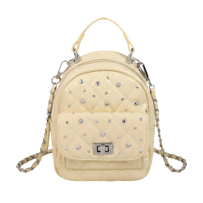 Quilted Mini Backpack with Rhinestone Accents Acalora