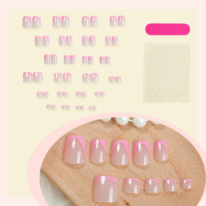 Premium French Tip Press-On Nails Set with Elegant Gradient Design Acalora