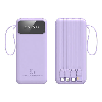 Portable power bank with integrated cable system and digital charging display Bowlift