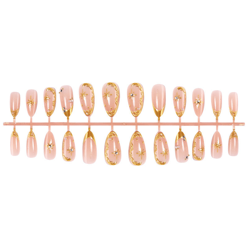 Decorative Press-On Nail Art Set with Gold Accents Acalora