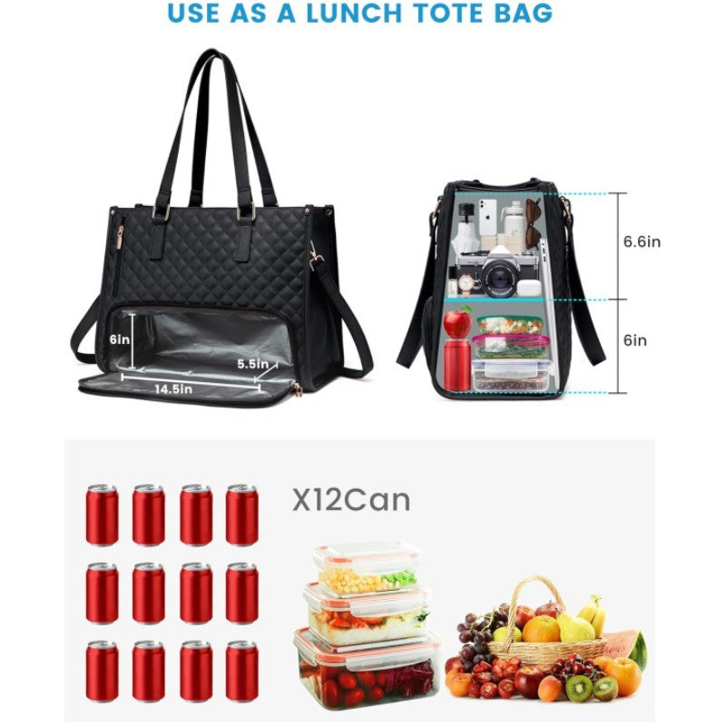 Quilted Multi-Functional Insulated Lunch Tote Acalora