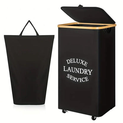 Laundry separation system with bamboo lid and multiple compartments Acalora
