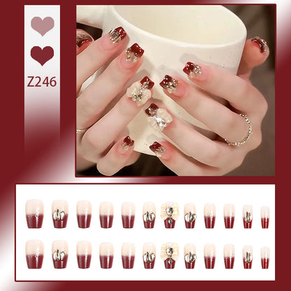 Artificial nails with glamorous floral decorations Acalora