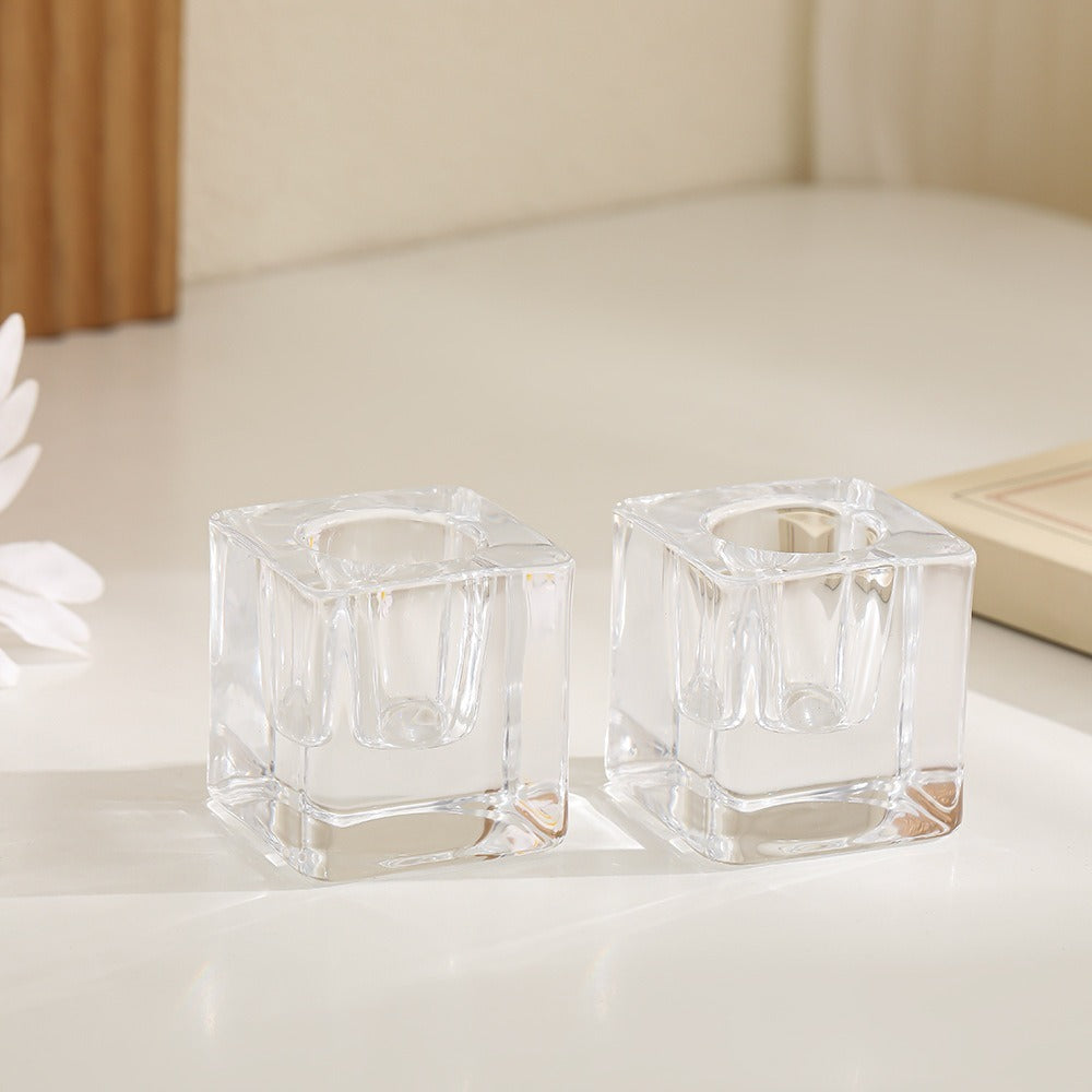 Square Ribbed Glass Votive Candle Holder Acalora