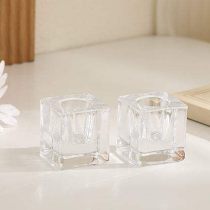 Square Ribbed Glass Votive Candle Holder Acalora